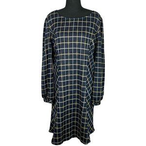 2/$25 - SUZANNE BETRO Long Sleeve Plaid Princess Seam Dress